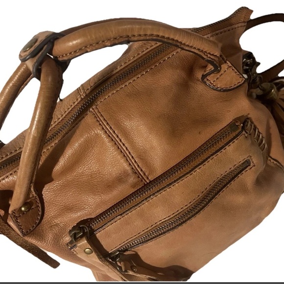 Lucky Brand Genuine Leather Crossbody Bag Women’s Tan Brown with Tassel - Picture 6 of 11